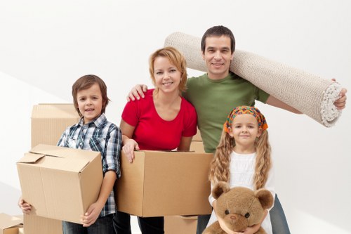 Local office removals vehicle loading commercial equipment