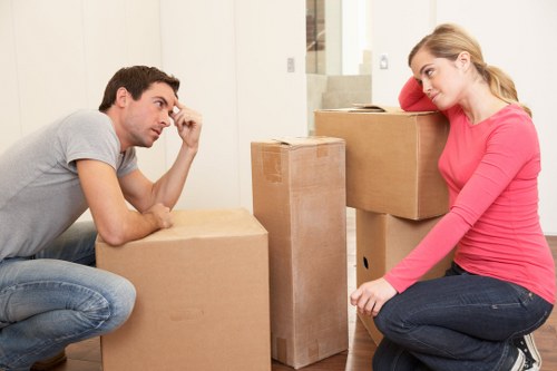 Boxes and household items prepared for flat removals in Hounslow
